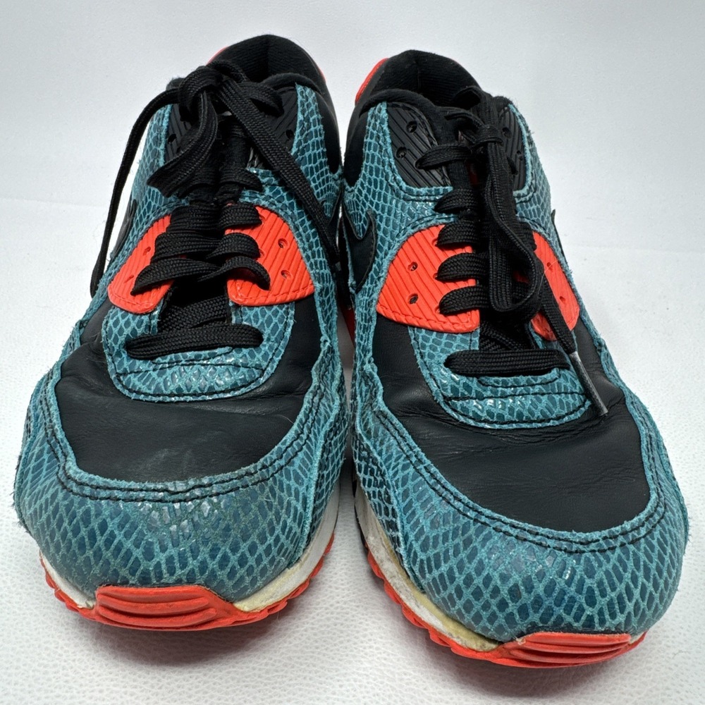 Nike Air Max 90 Anniversary Infrared Faux Snakeskin Black Teal Mens 8 725235-300